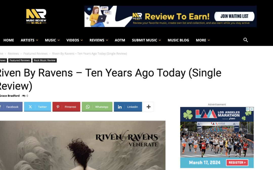 Riven By Ravens – Ten Years Ago Today (Single Review)