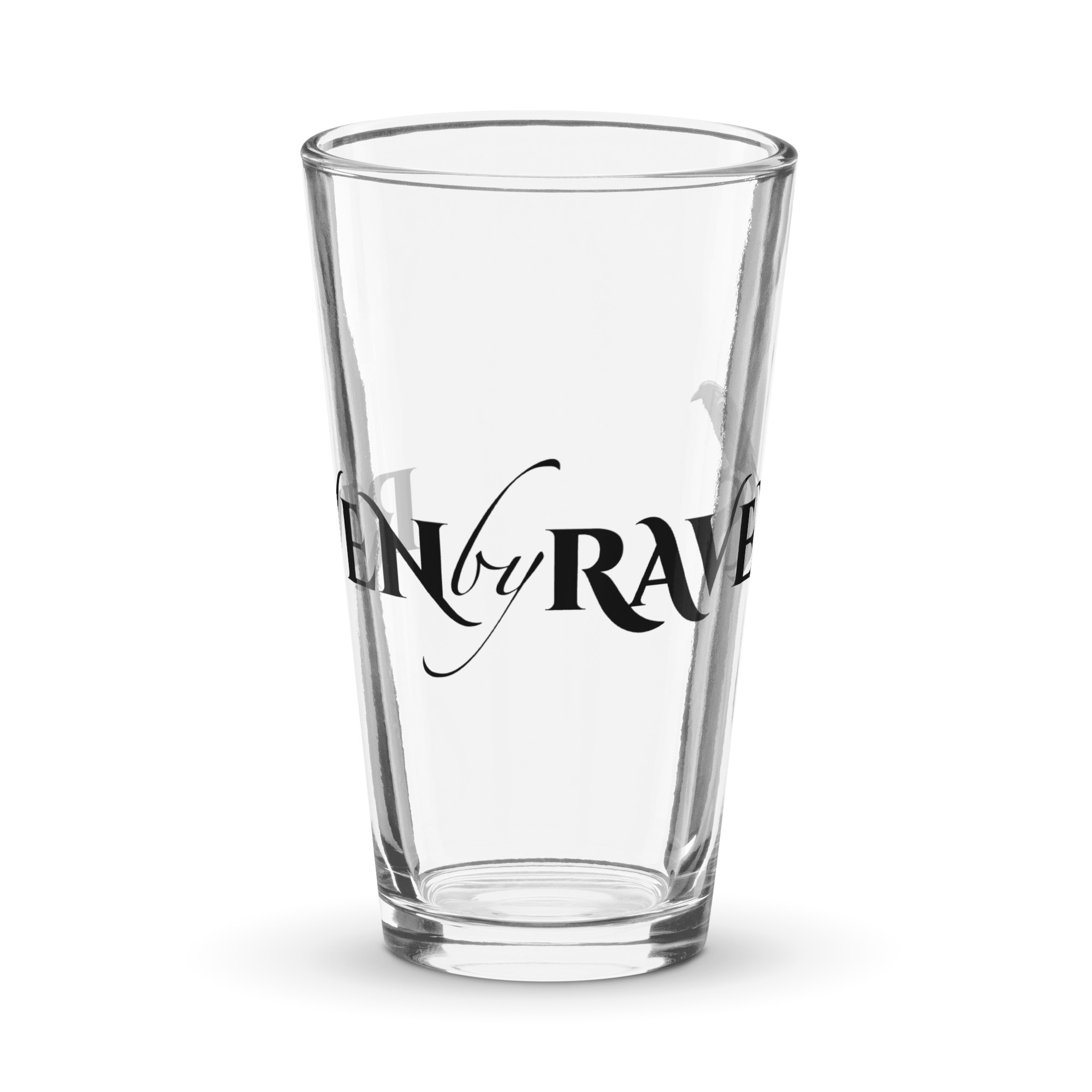 Riven by Ravens Shaker Pint Glass Text Wrap Logo